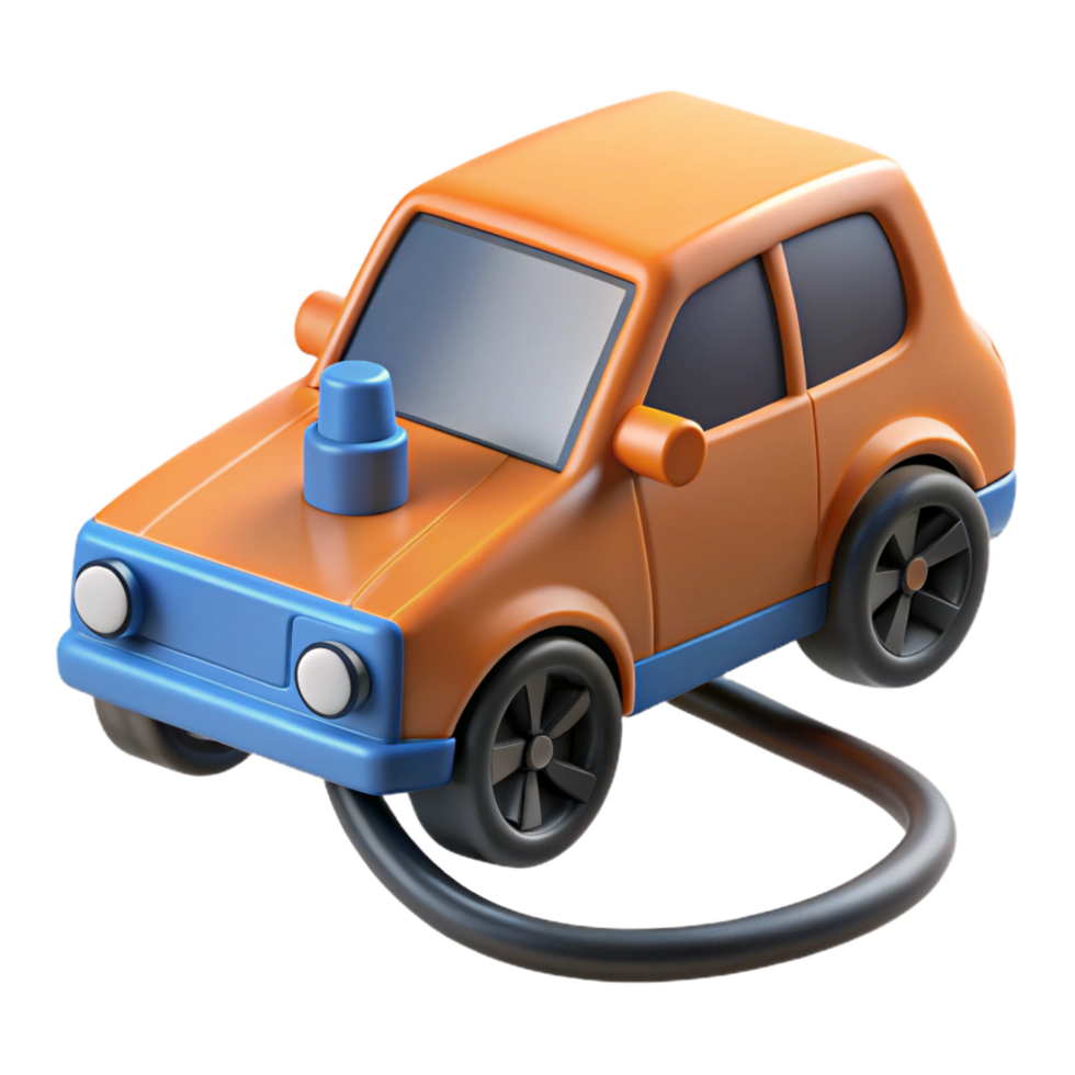 breathtaking calm avant-garde Electric car charging cable plugged into a car, NO BACKGROUND with Transparent Background. expertly shot png