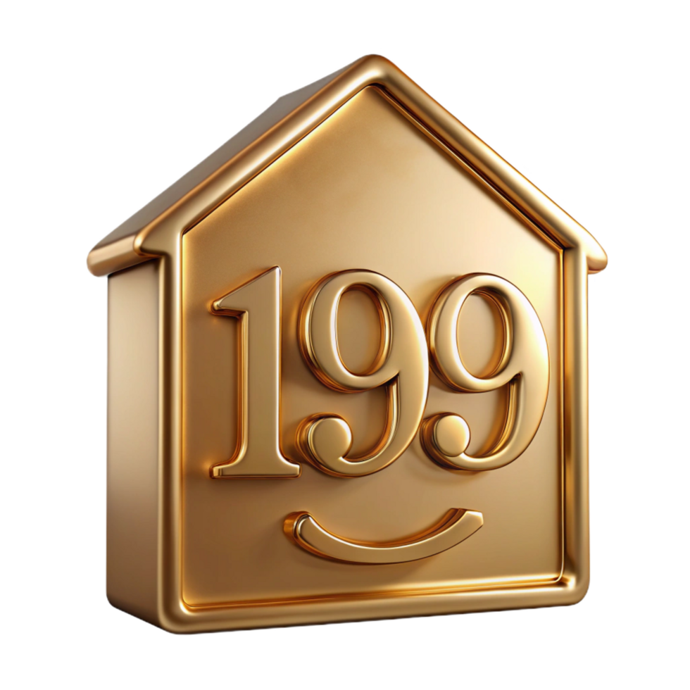 dreamy vibrant House number plaque, brass, engraved, NO BACKGROUND with Transparent Background. precision png