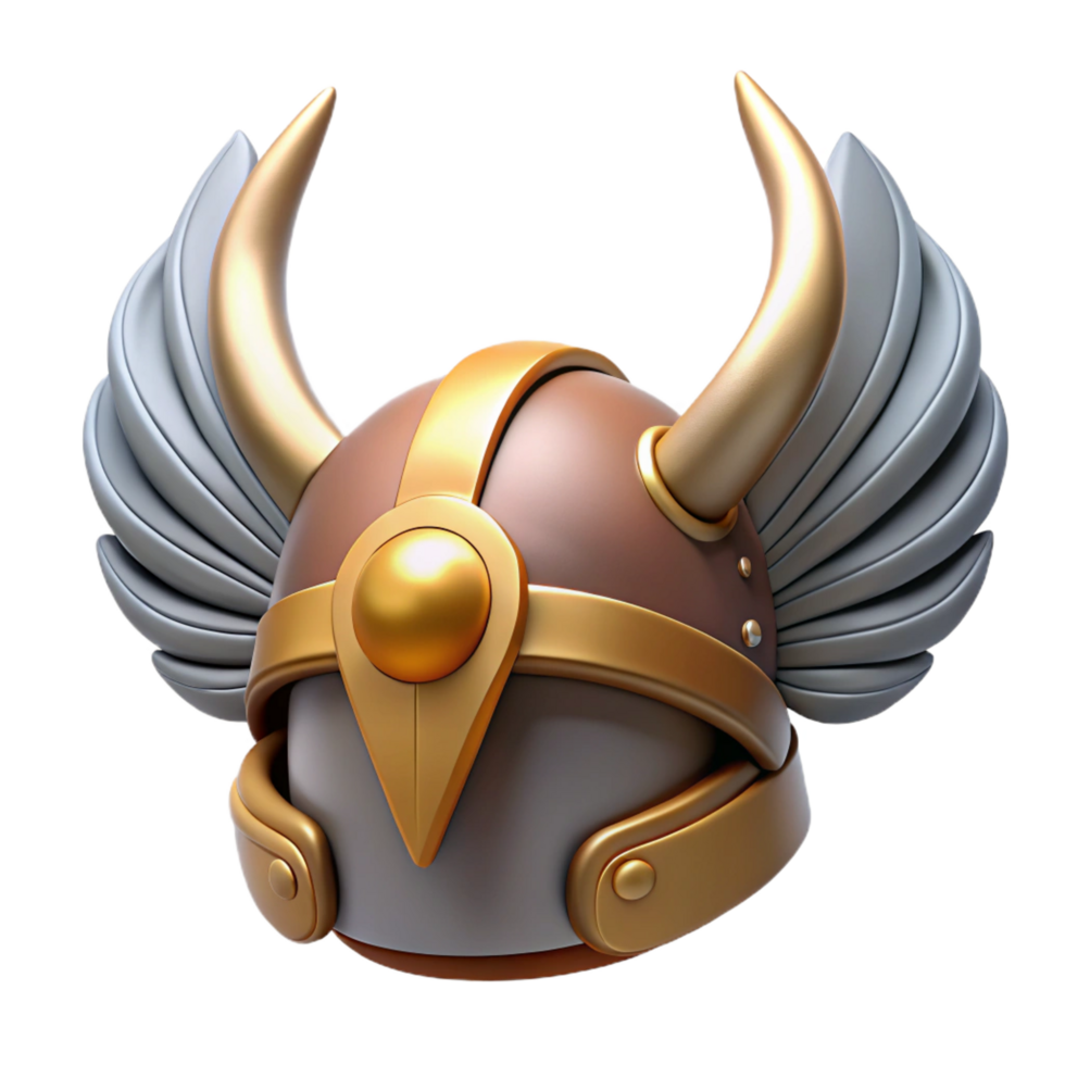 calm breathtaking A stylized, winged helmet, adorned with feathers and horns. NO BACKGROUND with Transparent Background. detailed png