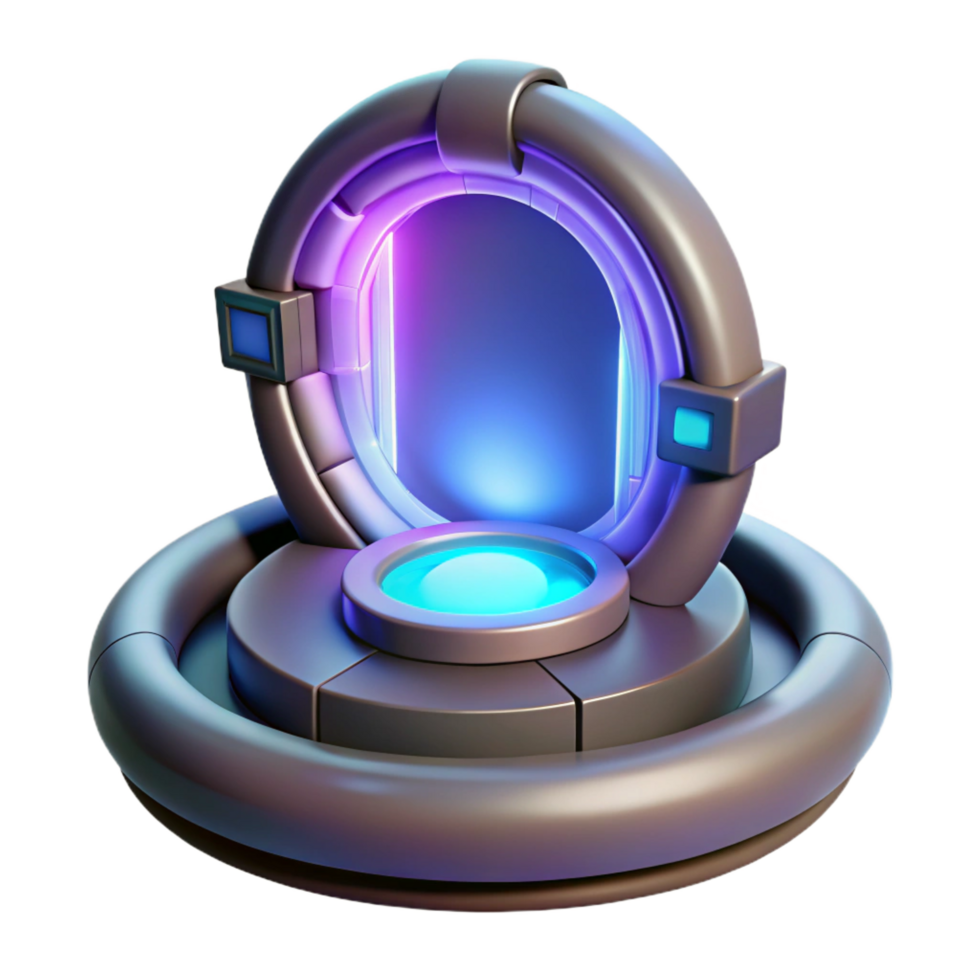 coveted impressionist Portable teleportation device with shimmering portal NO BACKGROUND with Transparent Background. crisp png