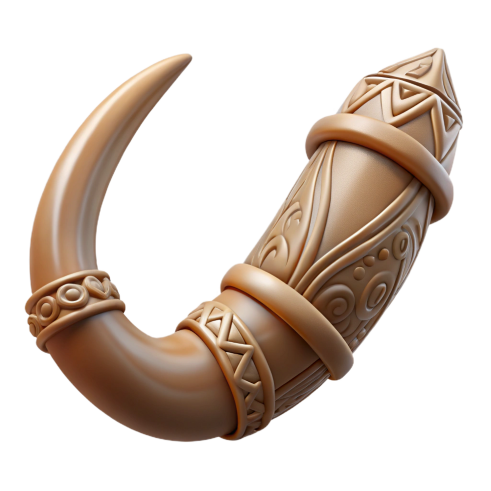 dreamy captivating A stylized orc tusk, with intricate carvings. NO BACKGROUND with Transparent Background. original png