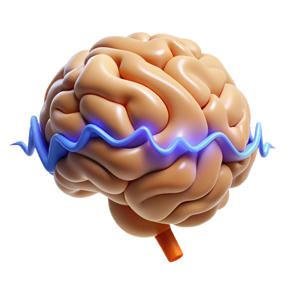 unforgettable urban A stylized human brain, pulsating with energy. NO BACKGROUND with Transparent Background. fine detail png