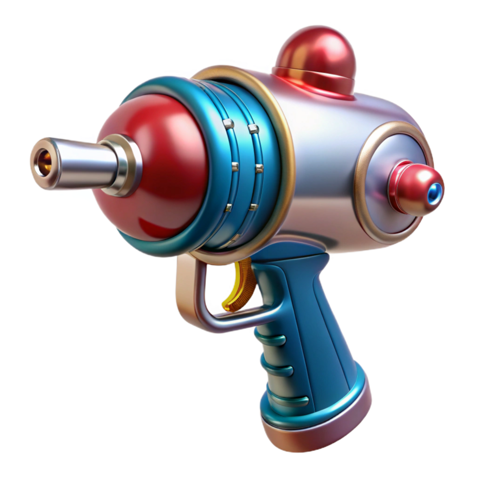 picturesque celebrated Retro ray gun with chrome finish NO BACKGROUND with Transparent Background. png