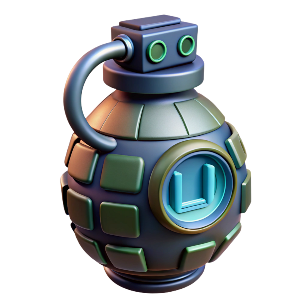dreamy beautiful Futuristic grenade with digital countdown timer NO BACKGROUND with Transparent Background. ultra HD png