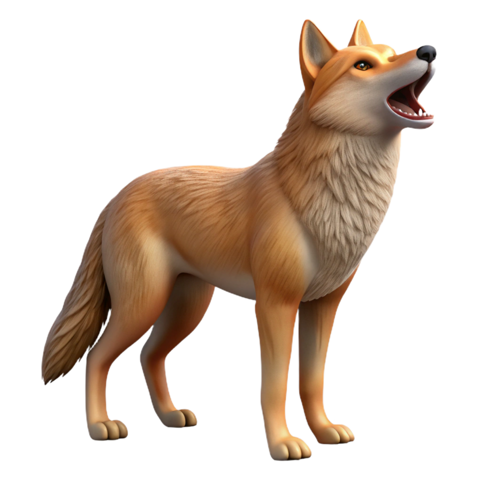 alluring retro A howling coyote, NO BACKGROUND with Transparent Background. top-tier png
