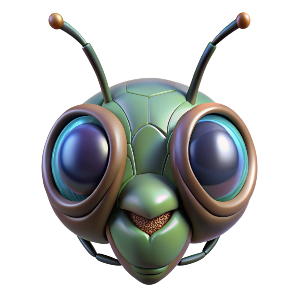 striking sought-after Alien insect head with multifaceted eyes NO BACKGROUND with Transparent Background. png