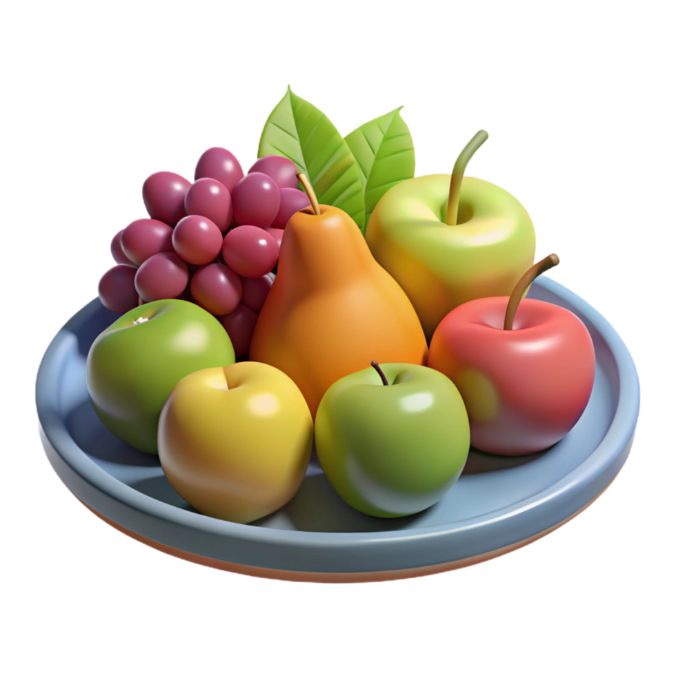 captivating exceptional Plate of assorted fruits, NO BACKGROUND with Transparent Background. png