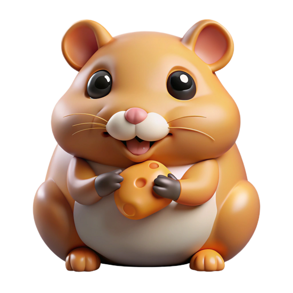 fascinating impressionist A cute hamster, stuffing cheeks with food. NO BACKGROUND with Transparent Background. perfect clarity png
