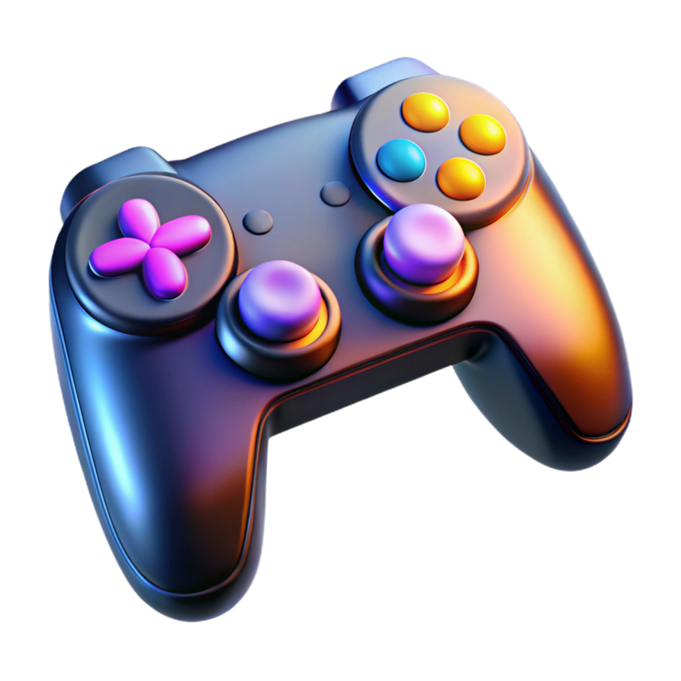 fascinating exemplary A gaming controller with illuminated buttons. NO BACKGROUND with Transparent Background. png