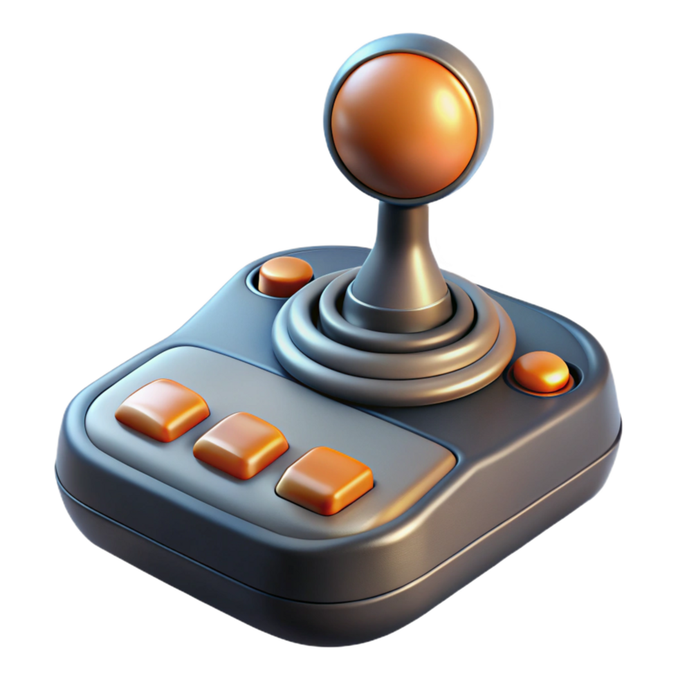 celebrated impressionist Spaceship control lever, ergonomic grip, illuminated buttons. NO BACKGROUND with Transparent Background. refined png