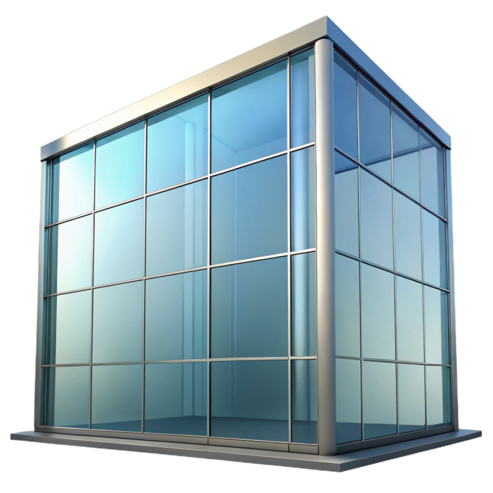 dramatic rare Glass curtain wall, reflective surface, NO BACKGROUND with Transparent Background. png