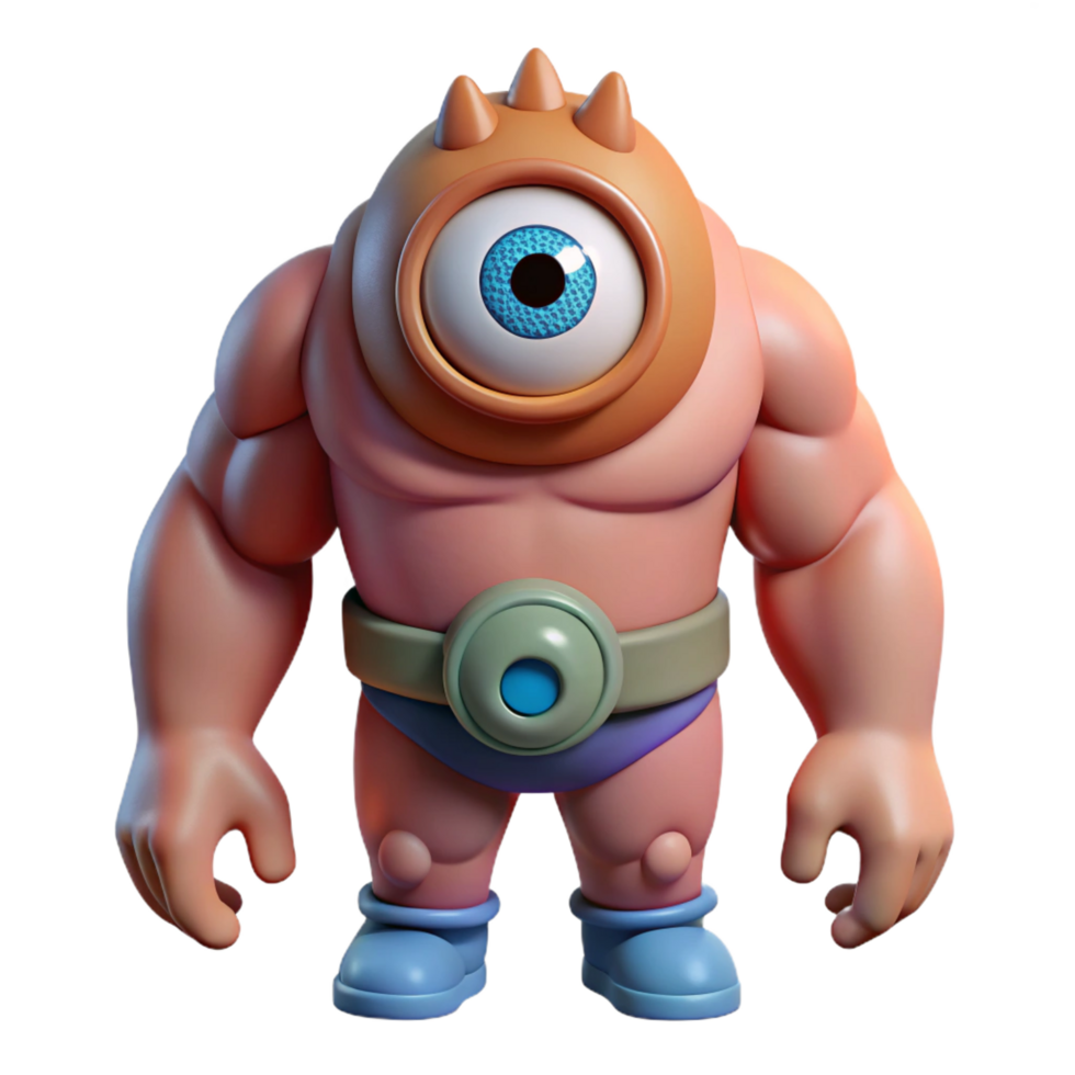 elegant melancholic industrial Cyclops, one-eyed giant, powerful build, NO BACKGROUND with Transparent Background. detailed png