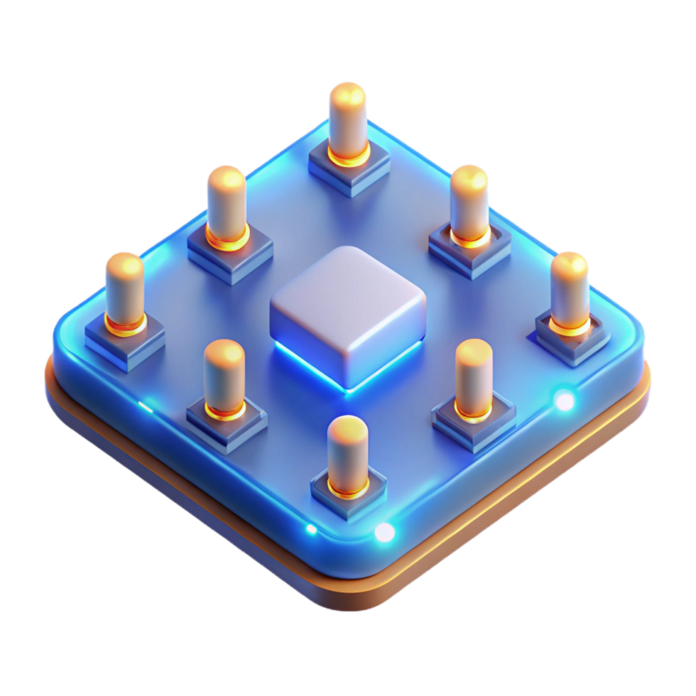 coveted contemporary Circuit board with glowing LEDs, NO BACKGROUND with Transparent Background. fine detail png