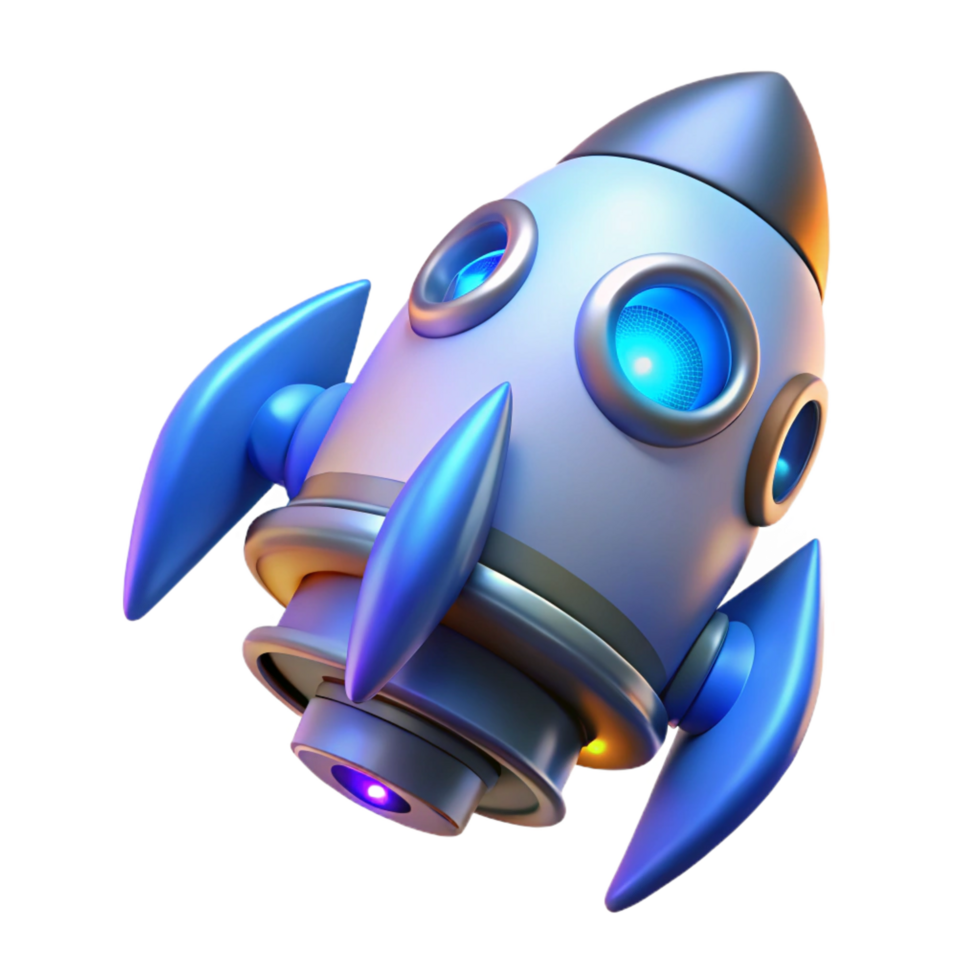 dramatic breathtaking Spaceship thruster with blue flames. NO BACKGROUND with Transparent Background. artisan png