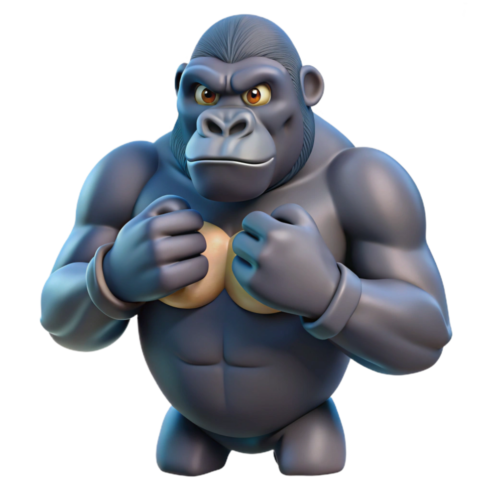 captivating acclaimed A gorilla, beating its chest. NO BACKGROUND with Transparent Background. png