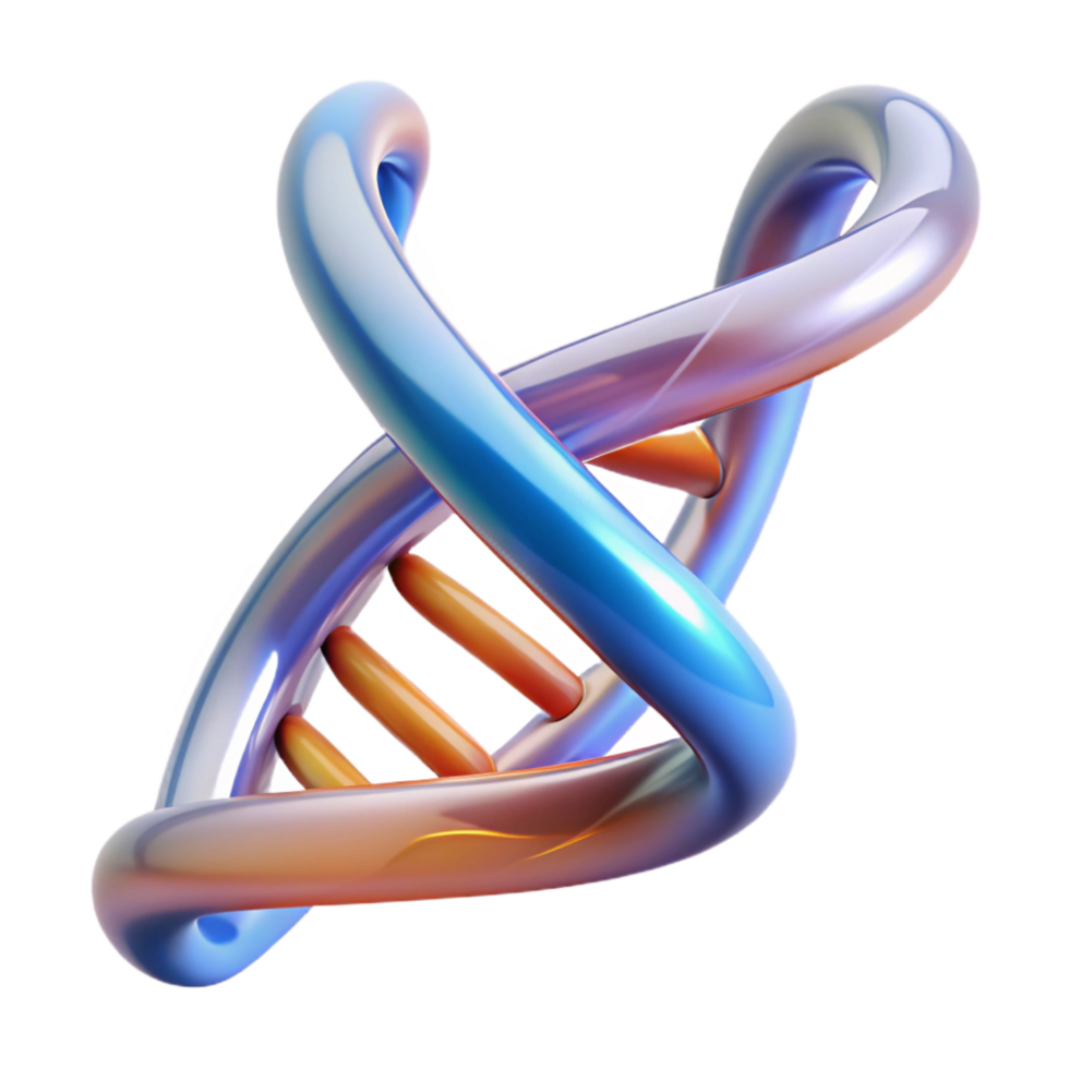 breathtaking reflective tropical A spinning, translucent DNA double helix. NO BACKGROUND with Transparent Background. detailed png