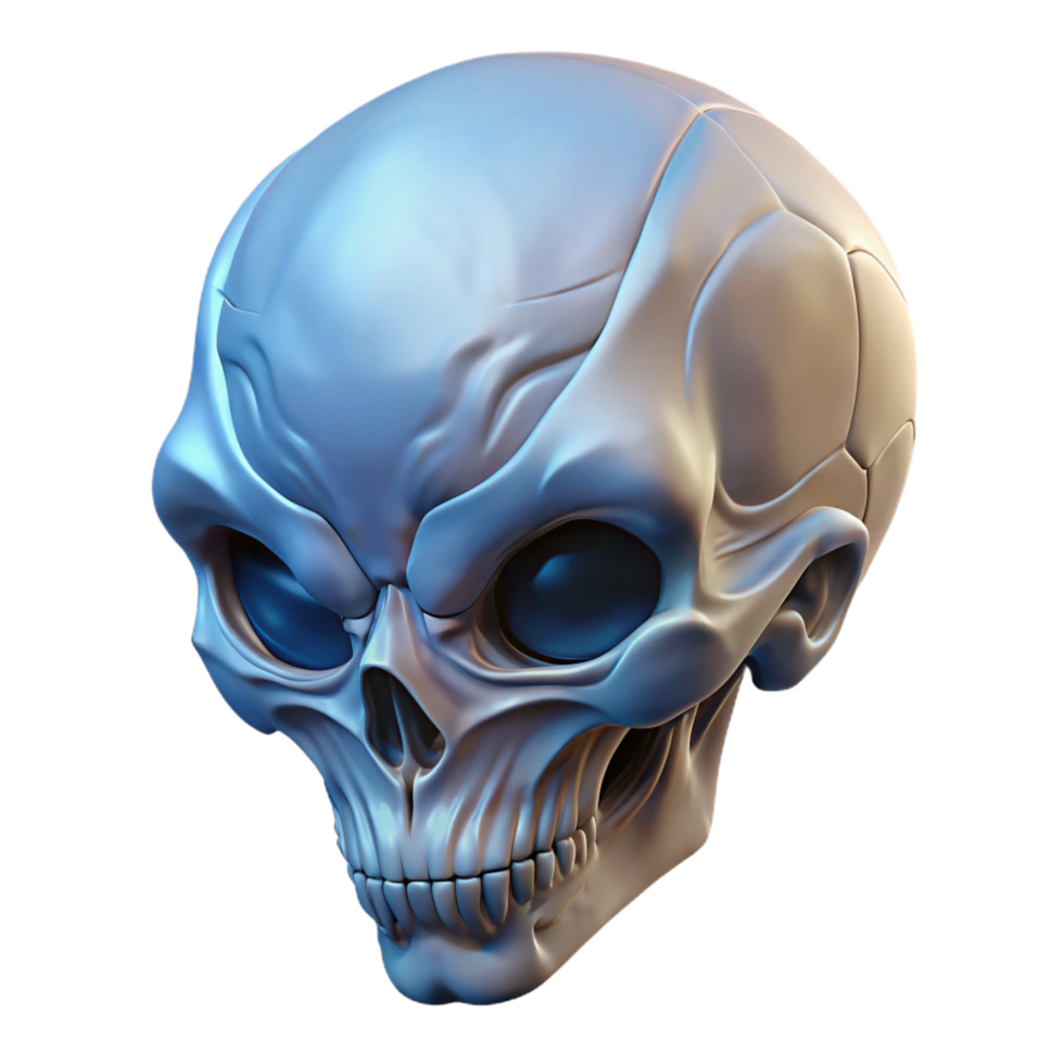 dynamic dazzling Alien skull, bony, unusual shape, intricate details. NO BACKGROUND with Transparent Background. refined png