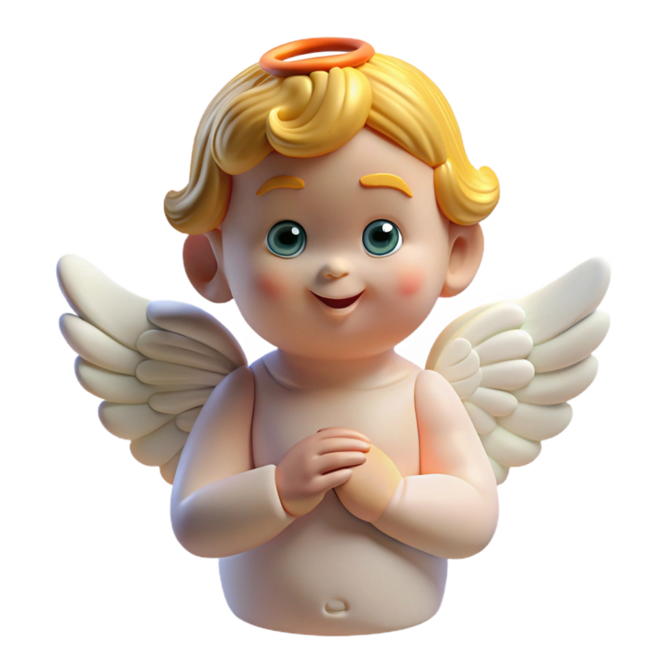dynamic elegant A Cherub, small, winged baby angel, NO BACKGROUND with Transparent Background. high quality png