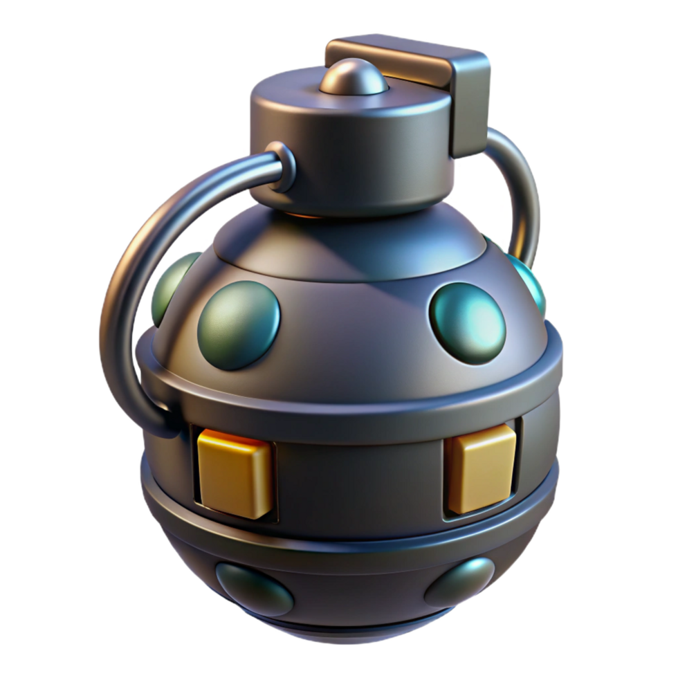 exceptional elegant Futuristic grenade with digital countdown timer NO BACKGROUND with Transparent Background. flawless png
