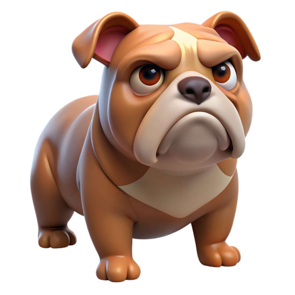 wonderful gothic A grumpy-looking bulldog, wrinkles prominent. NO BACKGROUND with Transparent Background. museum quality png