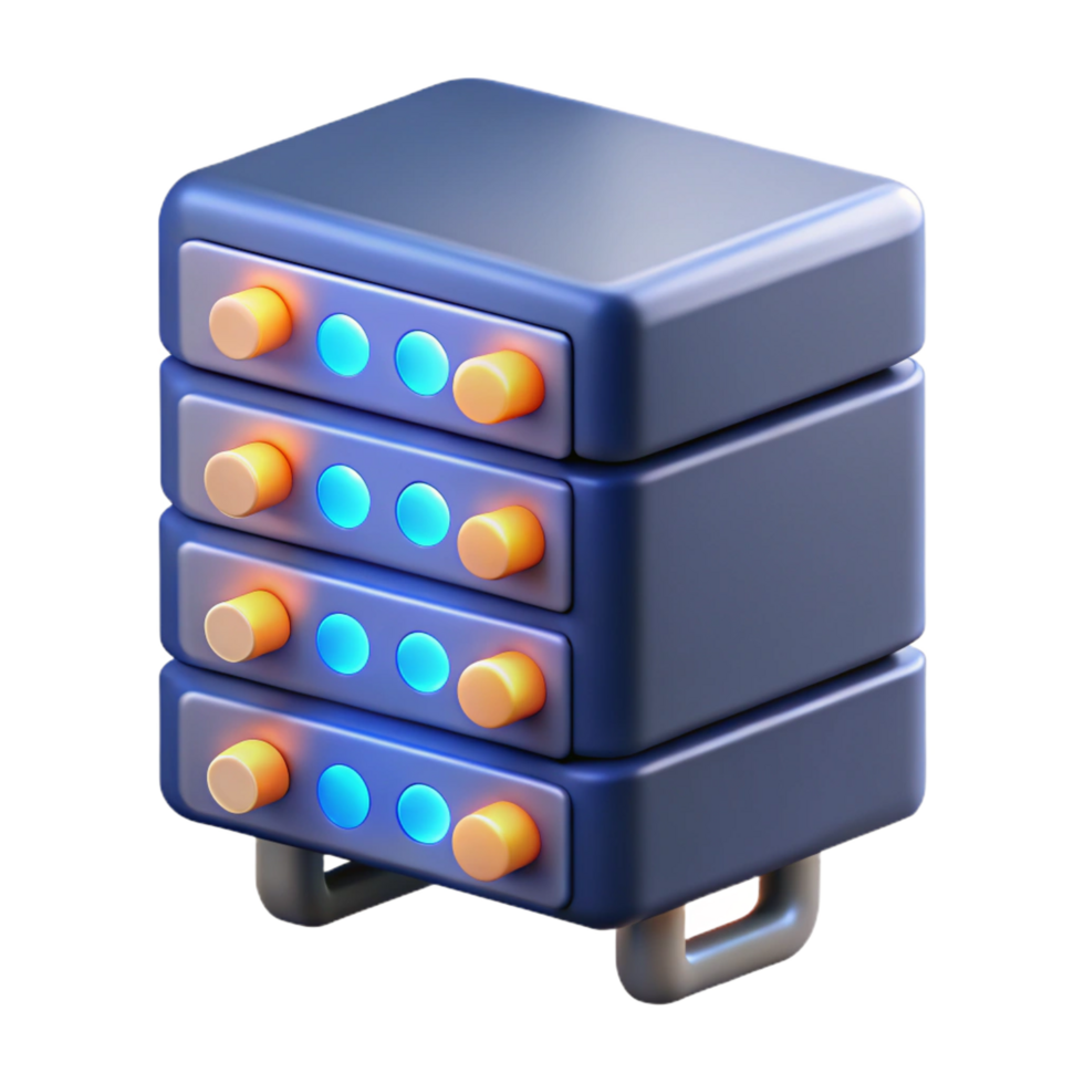 mesmerizing celebrated A server rack with blinking lights. NO BACKGROUND with Transparent Background. png