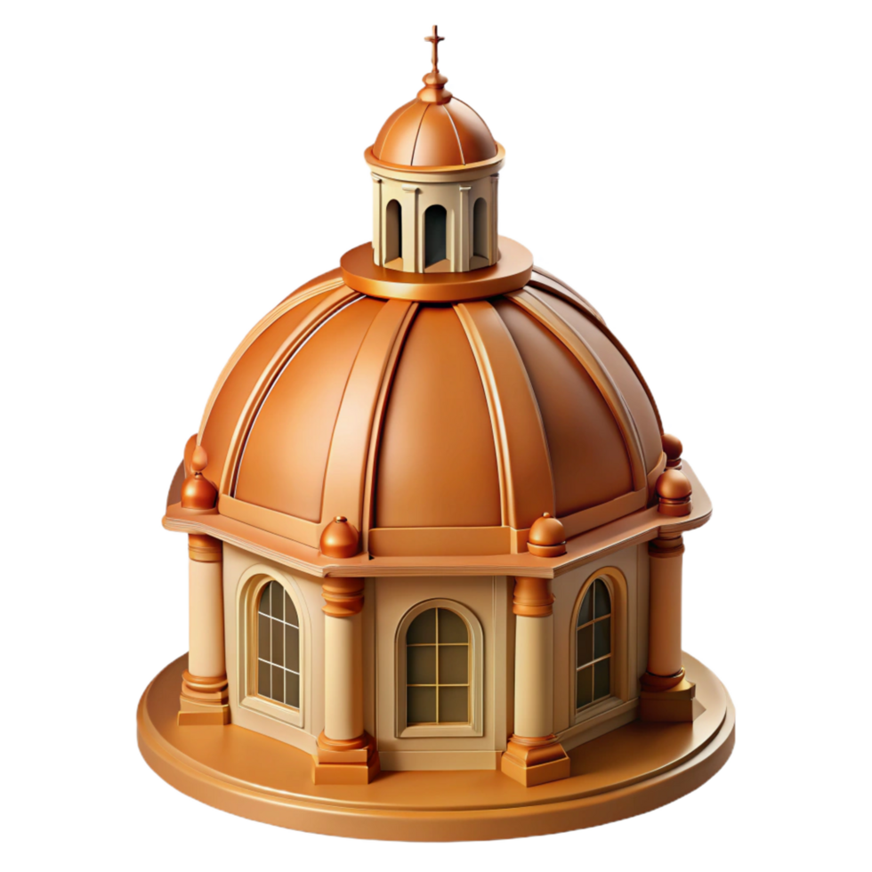 dramatic exemplary Baroque church dome cupola, NO BACKGROUND with Transparent Background. png