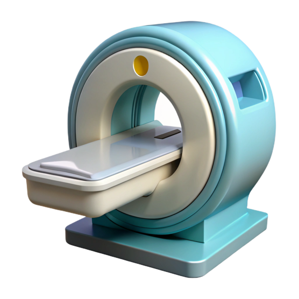 radiant playful tropical MRI machine scanner, open and empty NO BACKGROUND with Transparent Background. authentic png