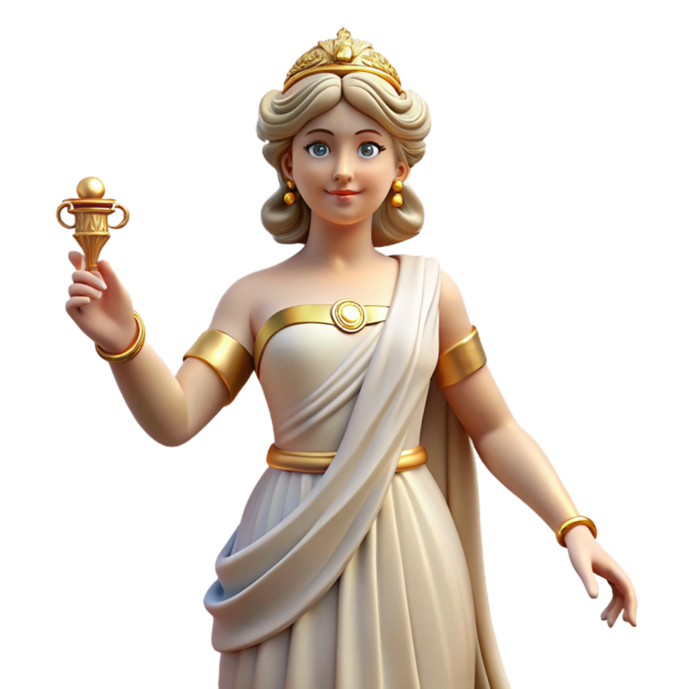 coveted artistic Hera, Goddess of Marriage, regal pose, NO BACKGROUND with Transparent Background. high resolution png