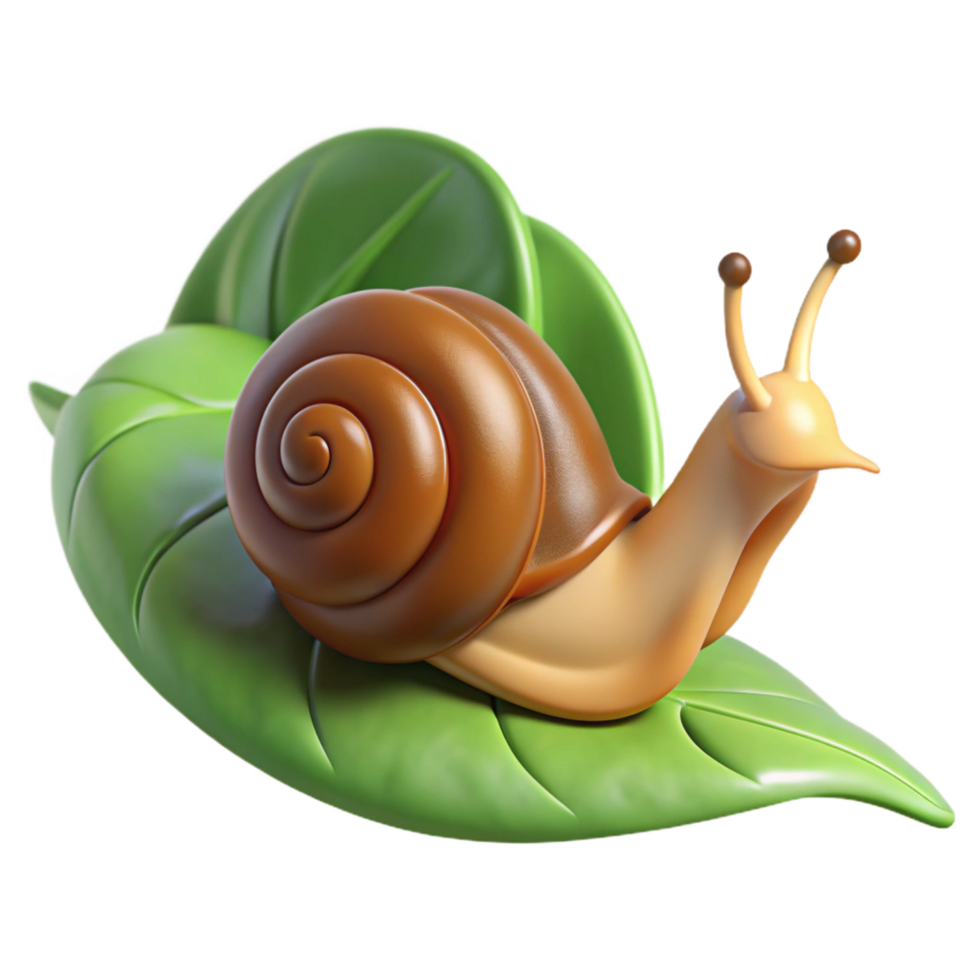 dazzling celebrated A snail, crawling on a leaf. NO BACKGROUND with Transparent Background. png