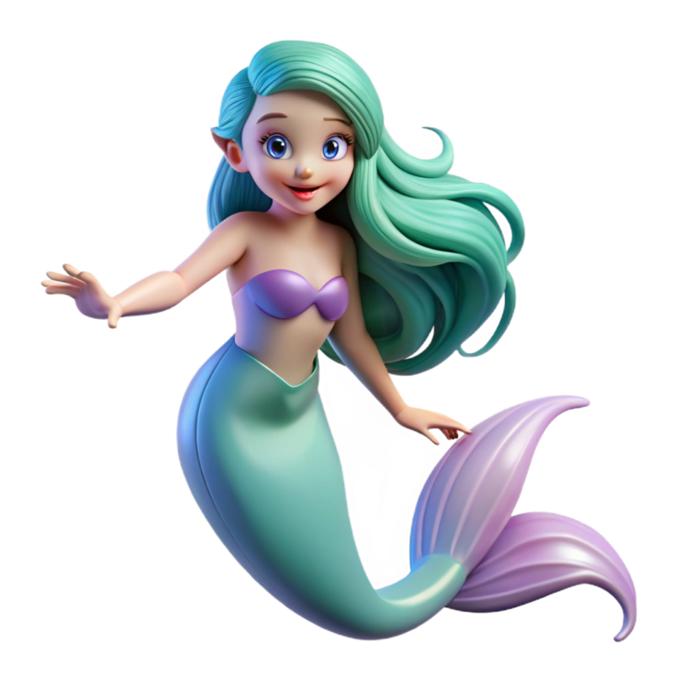 spectacular rare A graceful mermaid, with flowing hair, NO BACKGROUND with Transparent Background. png