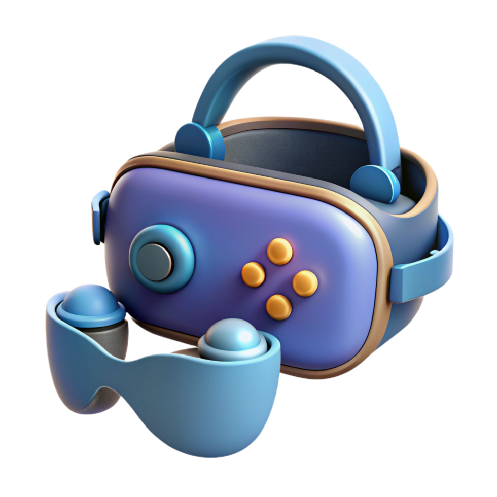 remarkable abstract Virtual reality headset with controllers NO BACKGROUND with Transparent Background. high quality png