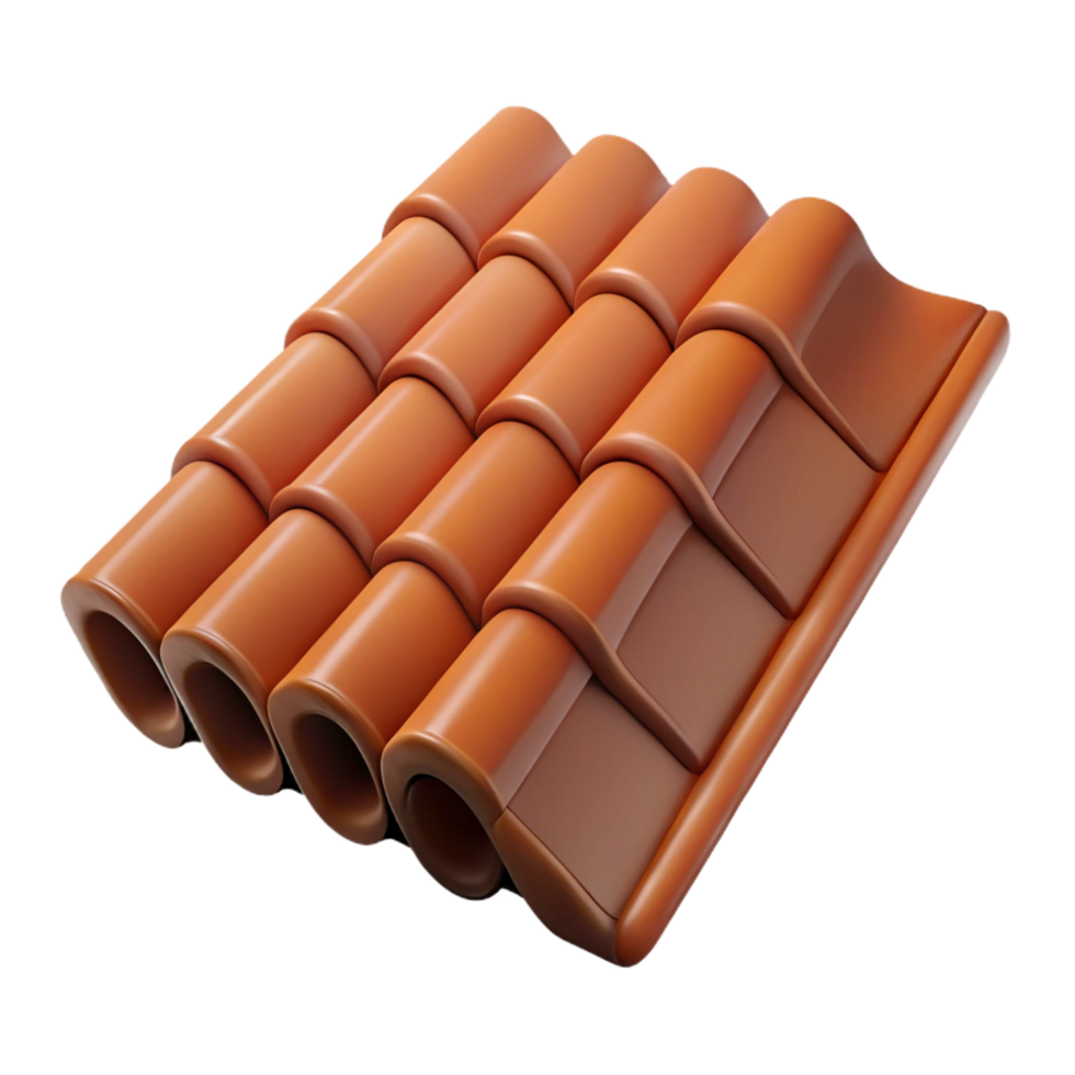 signature geometric Roof tile, clay material, NO BACKGROUND with Transparent Background. professional png