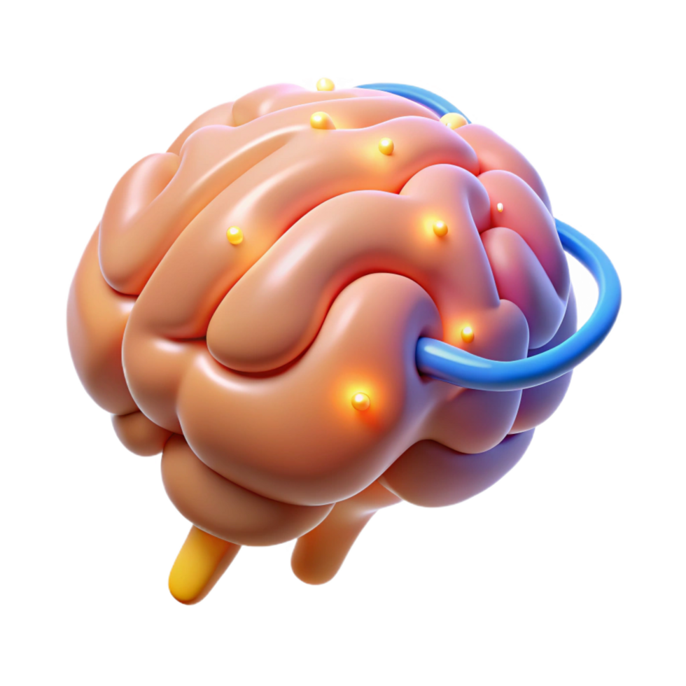 impressive bold geometric A stylized human brain, pulsating with energy. NO BACKGROUND with Transparent Background. ultra HD png
