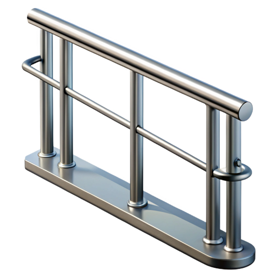 dynamic picturesque Metal railing, industrial design, NO BACKGROUND with Transparent Background. masterfully captured png