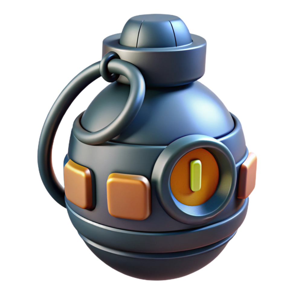 bold breathtaking Futuristic grenade with digital countdown timer NO BACKGROUND with Transparent Background. premium png