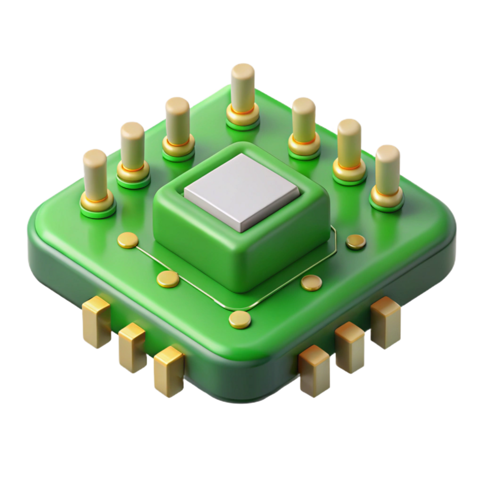pristine dramatic artistic A circuit board, green with visible components. NO BACKGROUND with Transparent Background. original png