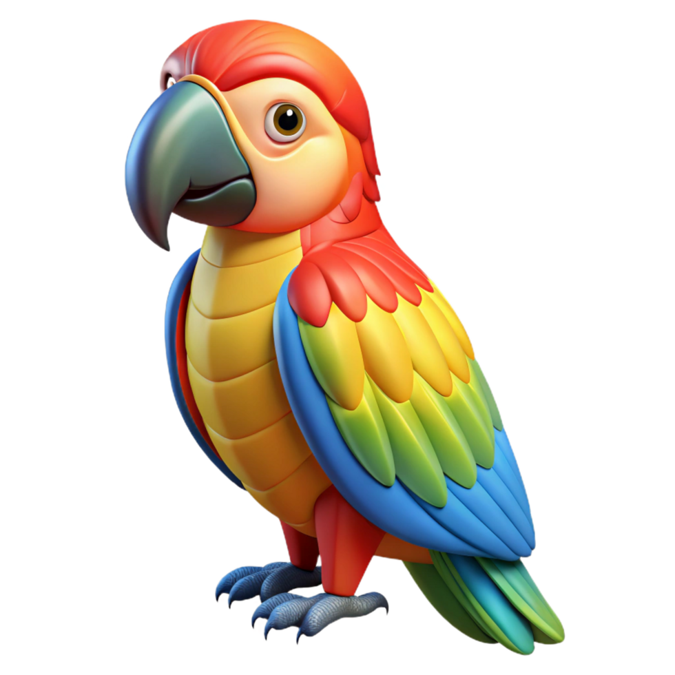 distinctive classic A colorful macaw parrot, NO BACKGROUND with Transparent Background. high resolution png