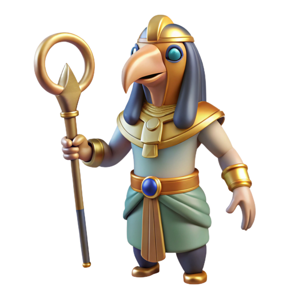 captivating distinctive Thoth, Egyptian god of writing, ibis-headed, NO BACKGROUND with Transparent Background. png