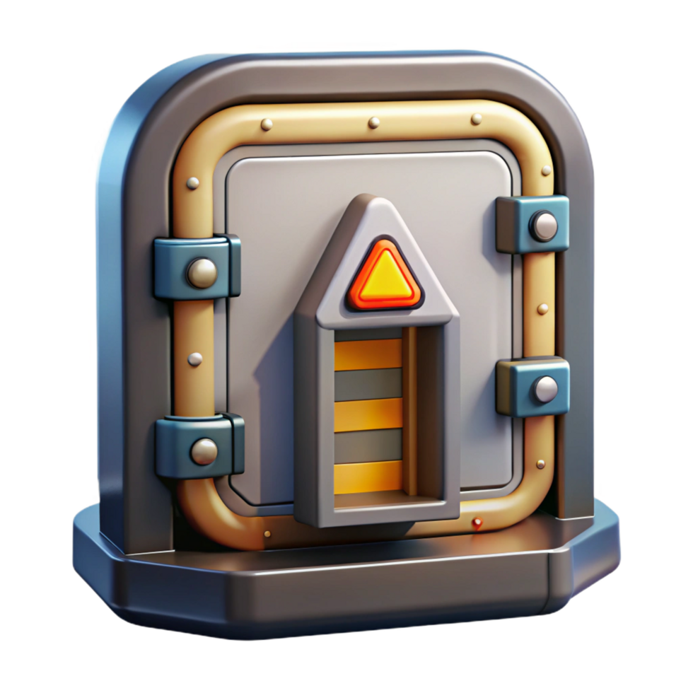 captivating celebrated Spaceship door with locking mechanism and warning lights NO BACKGROUND with Transparent Background. png