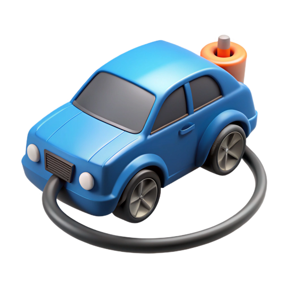 alluring baroque Electric car charging cable plugged into a car, NO BACKGROUND with Transparent Background. perfect clarity png