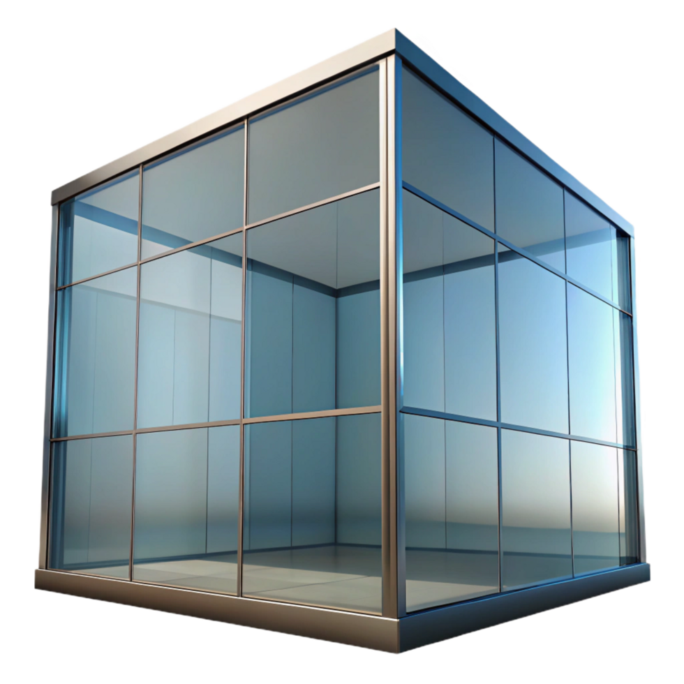 mysterious hypnotic Glass curtain wall, reflective surface, NO BACKGROUND with Transparent Background. genuine png