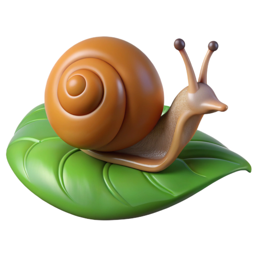 majestic geometric A snail, crawling on a leaf. NO BACKGROUND with Transparent Background. flawless png