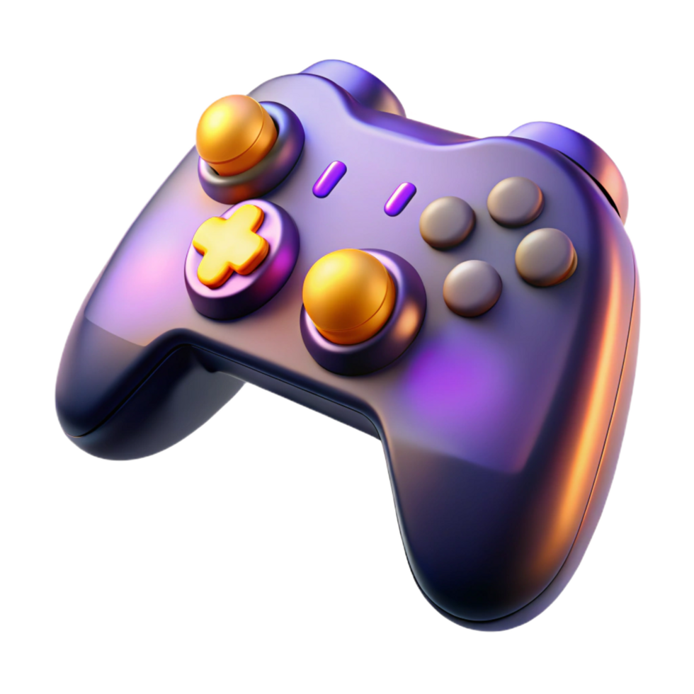 striking elegant A gaming controller with illuminated buttons. NO BACKGROUND with Transparent Background. impeccable png