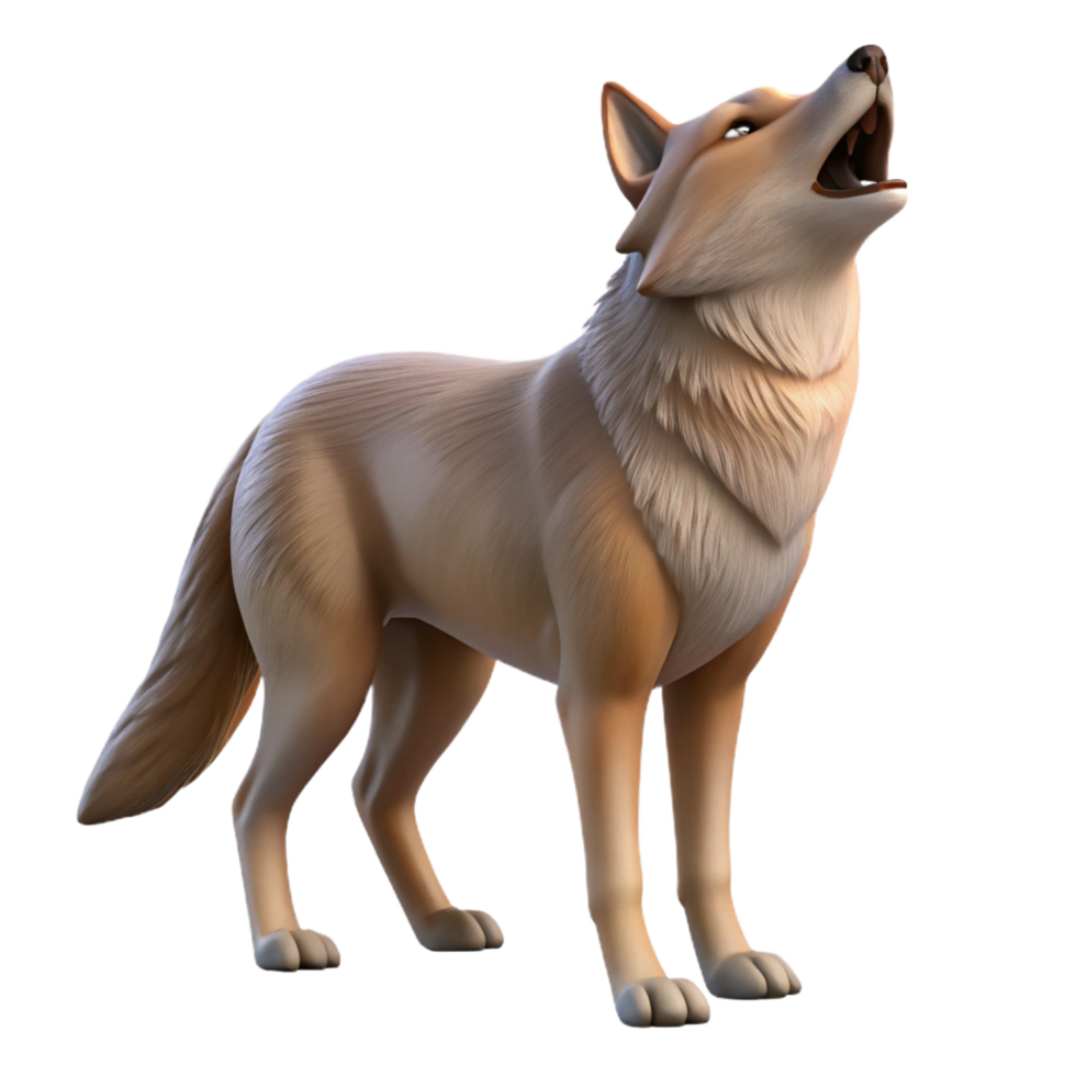 breathtaking dynamic bohemian A howling coyote, NO BACKGROUND with Transparent Background. 8K png