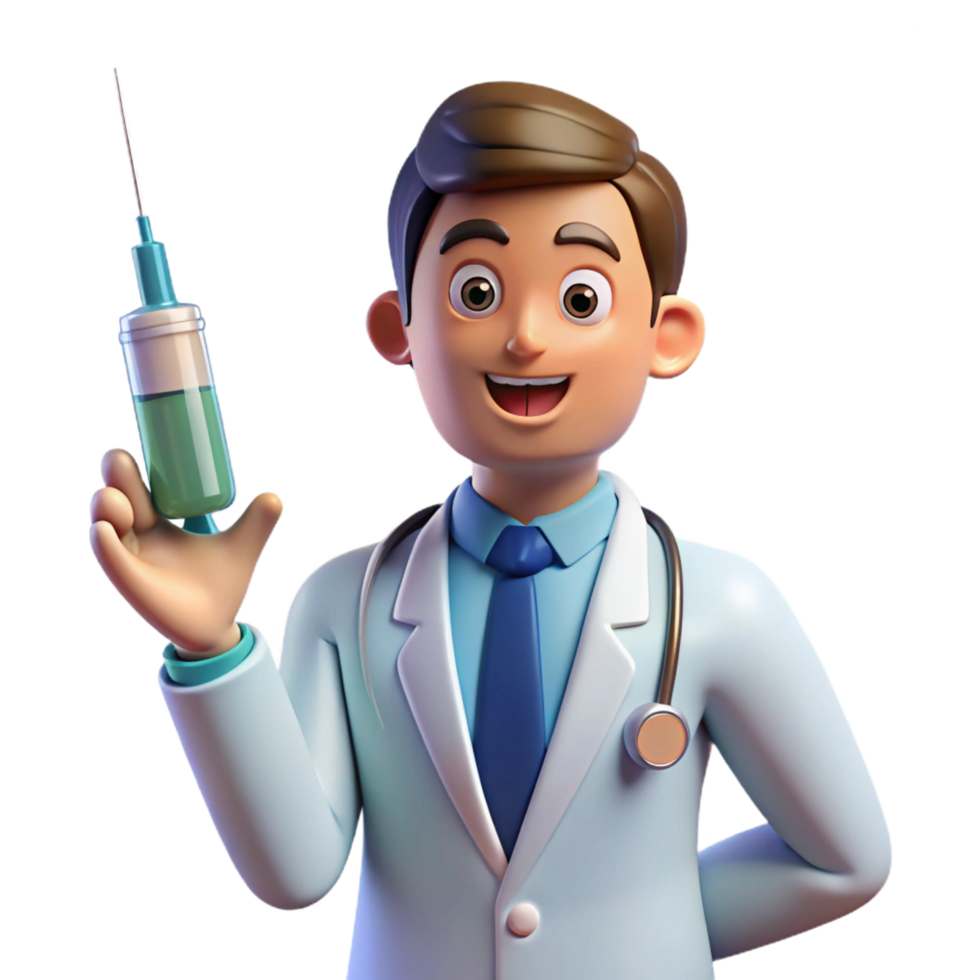 beautiful energetic surreal Doctor holding syringe NO BACKGROUND with Transparent Background. elite png
