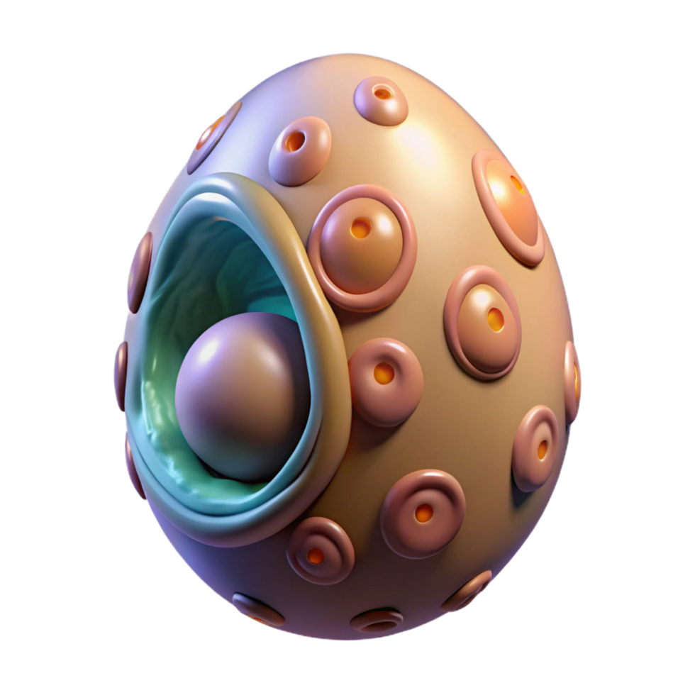 splendid playful geometric Alien egg with pulsating embryo NO BACKGROUND with Transparent Background. premium png