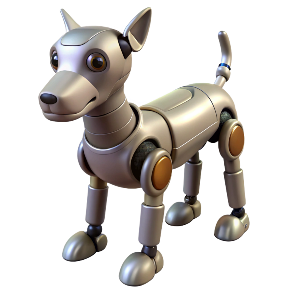 nostálgico deslumbrante robótico cachorro com articulado juntas não fundo com transparente fundo. nível superior png