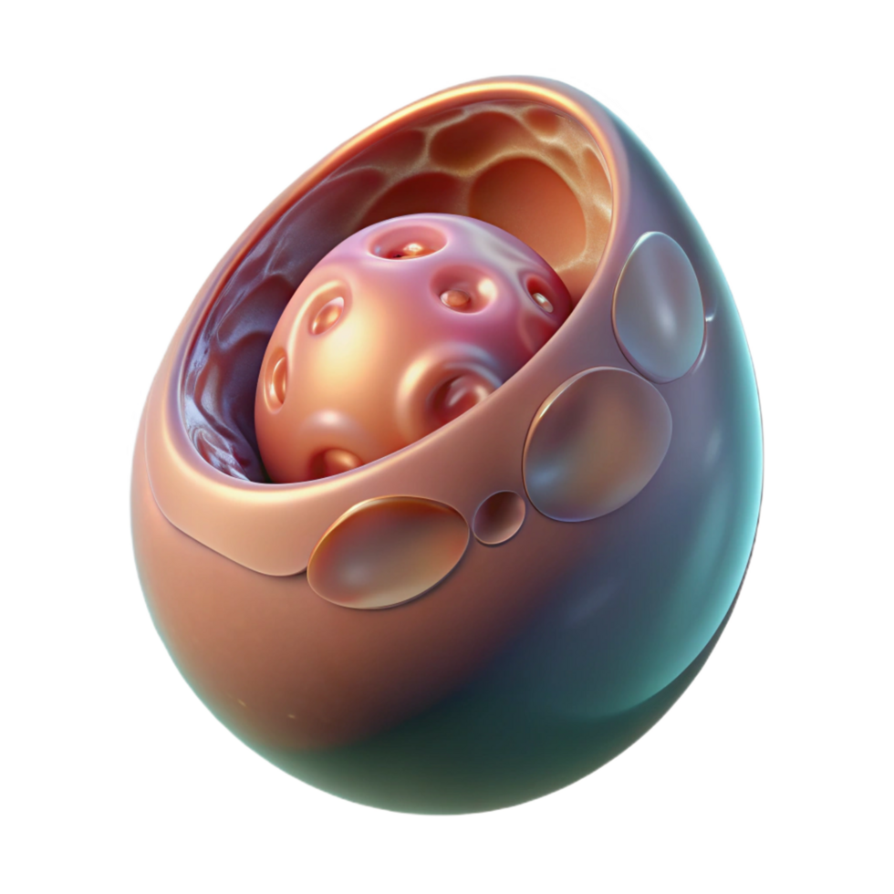 gorgeous energetic coastal Alien egg with pulsating embryo NO BACKGROUND with Transparent Background. museum quality png