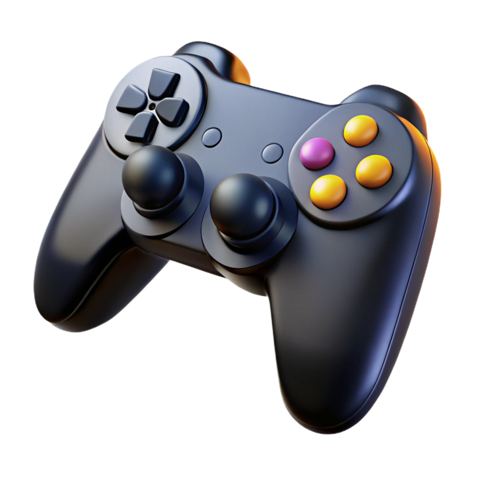 coveted elegant A game controller, black with buttons and joysticks. NO BACKGROUND with Transparent Background. 4K png