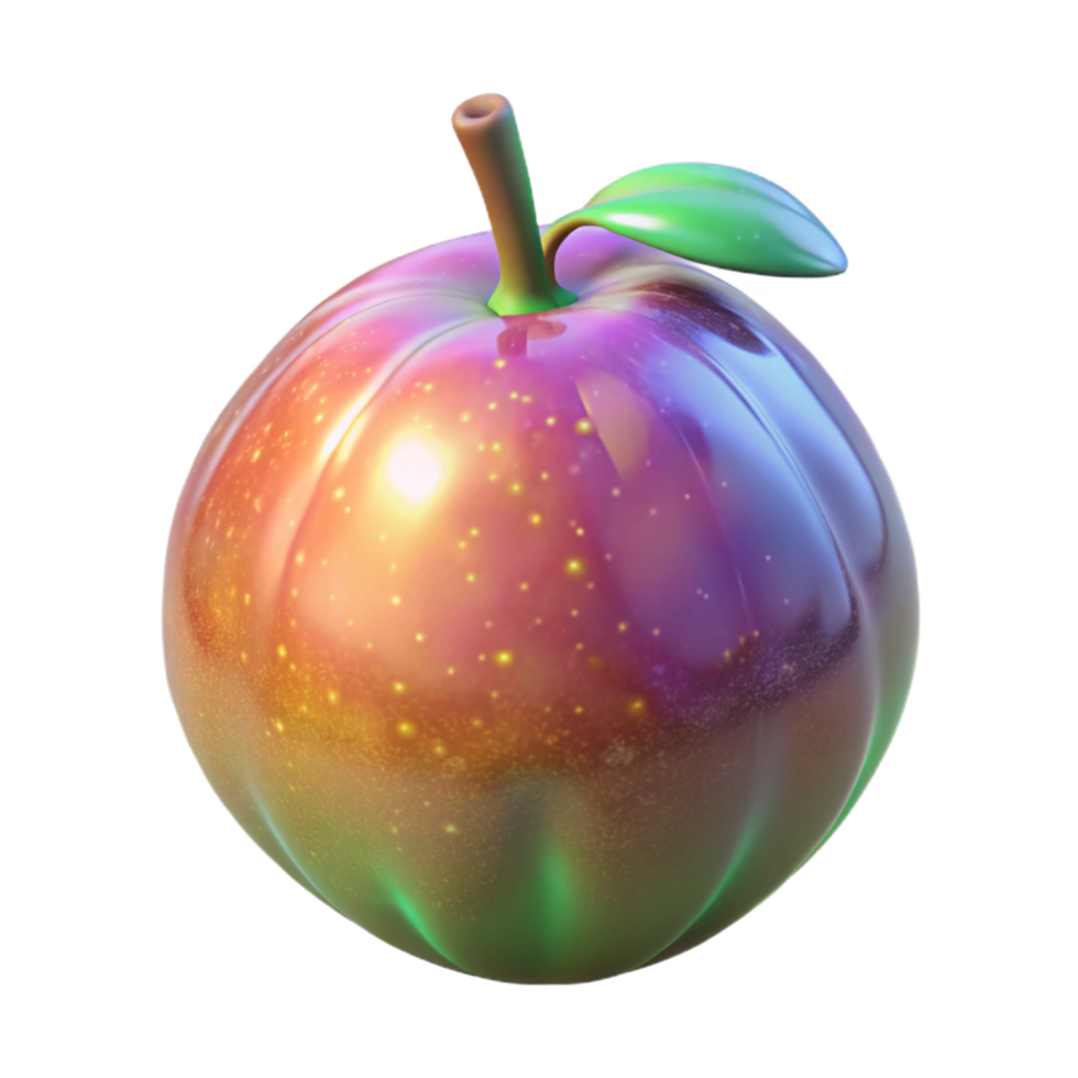 remarkable creative Alien fruit with iridescent skin NO BACKGROUND with Transparent Background. authentic png